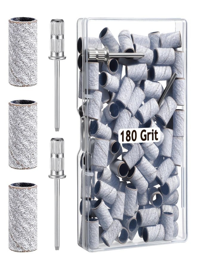 Alrhso 200 Pcs Nails Sanding Band 180 Grit Mini Sanding Band with 2 Pcs 3/32” Nail-Sanding Bit for Natural Nail, Gel Nail, Acrylic Nails, Manicure and Pedicure - Image 1